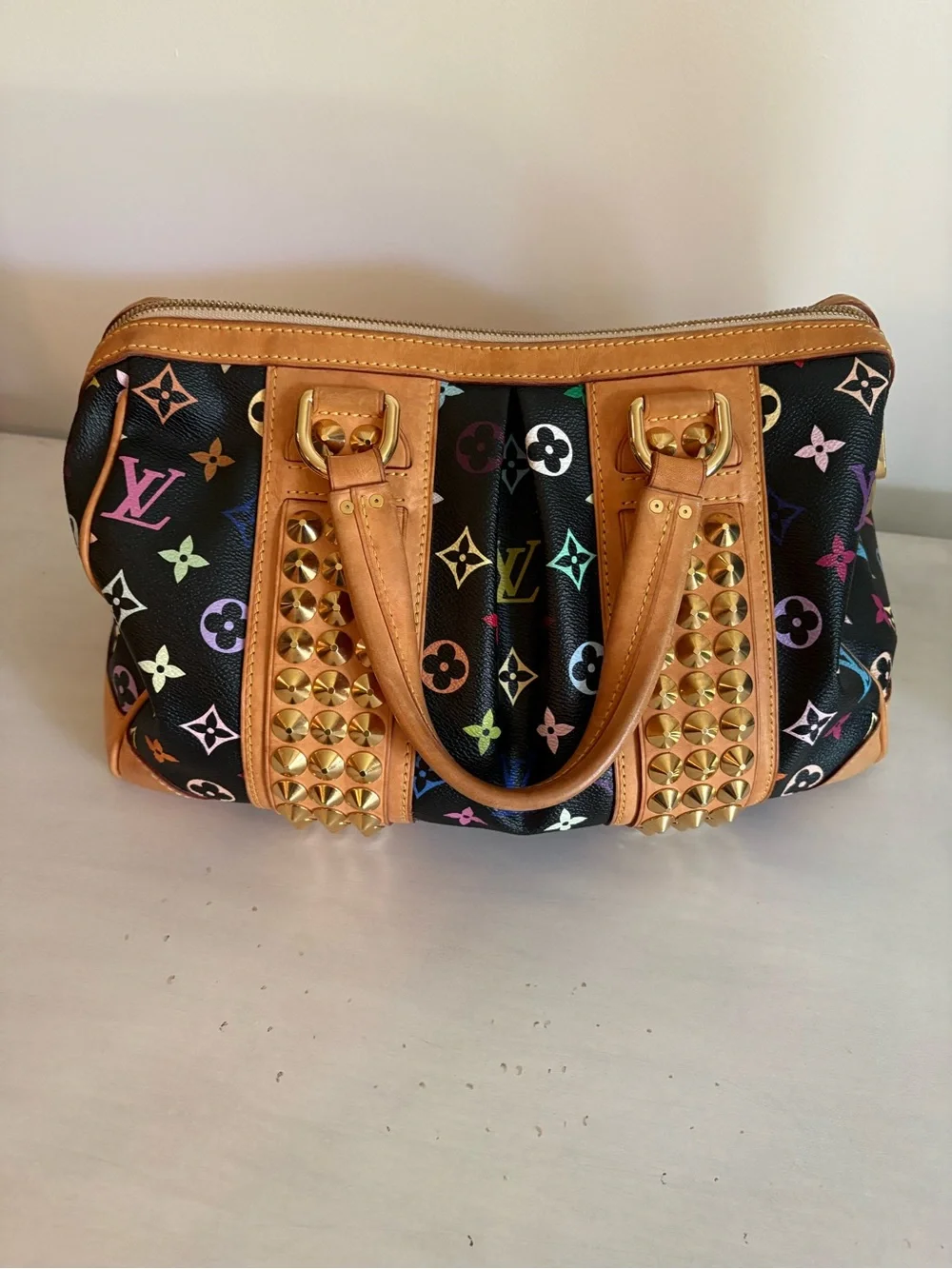 Louis Vuitton Black Multicolor Monogram Studded Murakami Courtney MM Bag